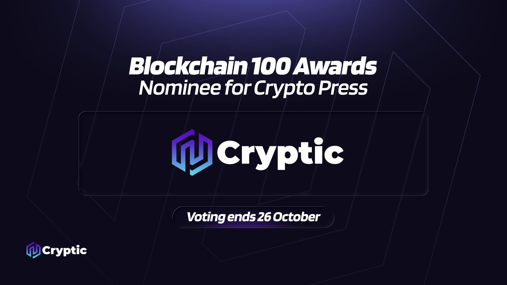 Crypto Press Binance Blockchain 100 Awards Binance Blockchain Week Web3 media recognition Crypto industry awards Cryptic Web3